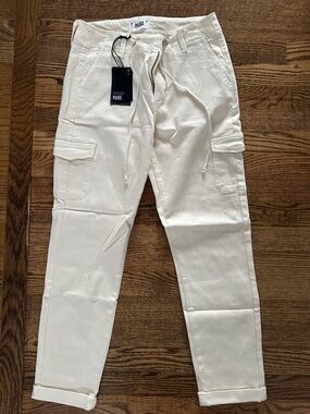 PAIGE women’s Cream/Tan Cargo Drawstring Jogger Pants